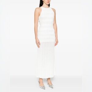 Sandro White Textured Midi Dress